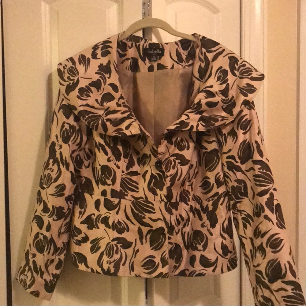 Black and Tan Collared Peplum Suit Jacket